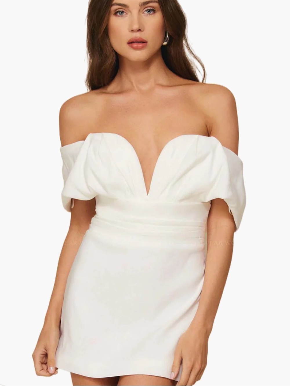 Line & Dot Strapless White Sweetheart Mini Dress